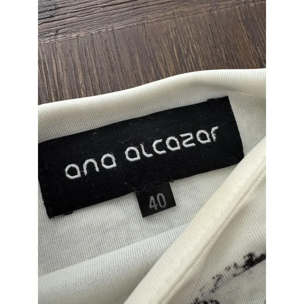 Ana Alcazar Dress Womens M/L 40 Oriental Tropical Palm Print Sheath Green Unique - Picture 3 of 12